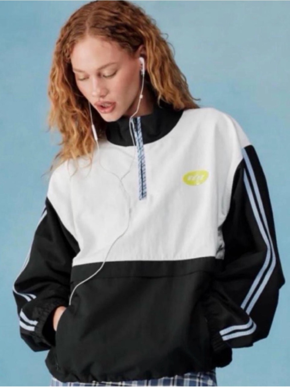 Colorblock Black & White Pullover Bomber Jacket
